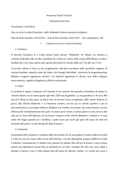 la mia esperienza come tudor relazione|Conclusione di una relazione di tirocinio: scrittura ed esempi.